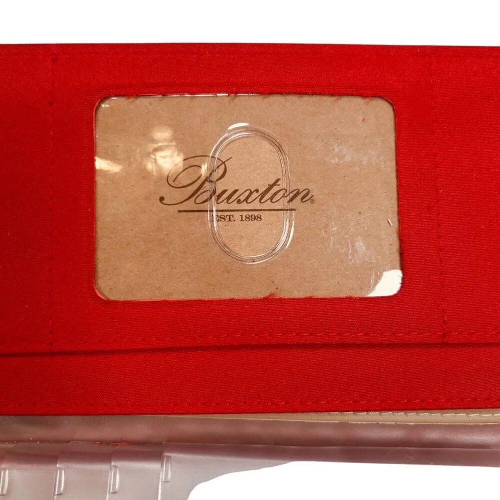 Buxton Red Vegan Leather Wallet Embossed Croc Ostrich Buckle Clasp Silver